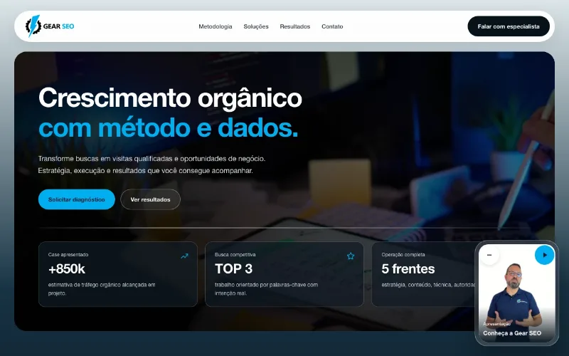 Página inicial do site Gear SEO