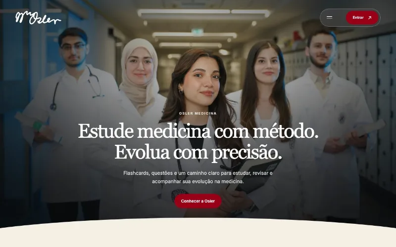Página inicial do site Osler Medicina